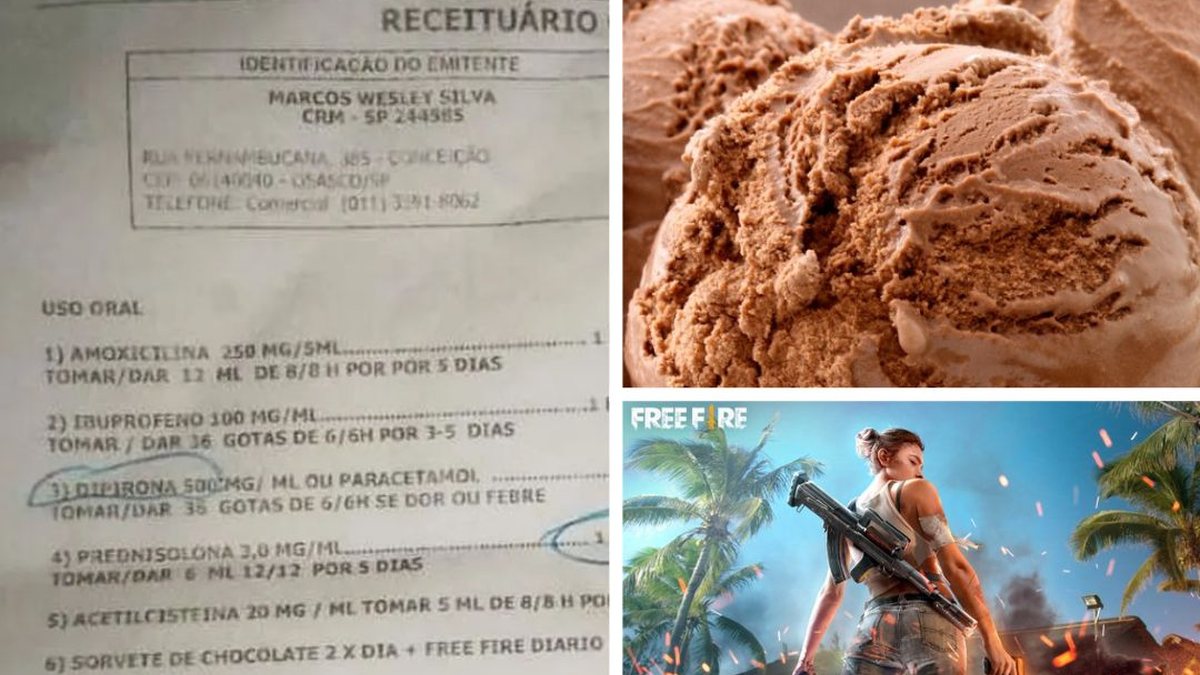 Médico que receitou sorvete de chocolate e jogo 'Free Fire' para